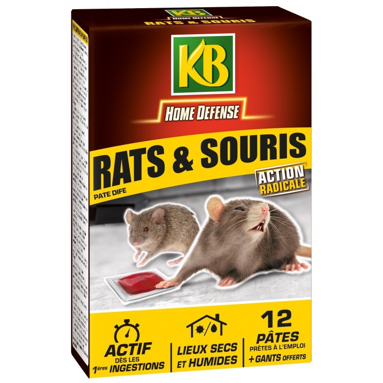 KB Home Défense - Pate appât rat souris - 120 g - lot de 12 pâtes
