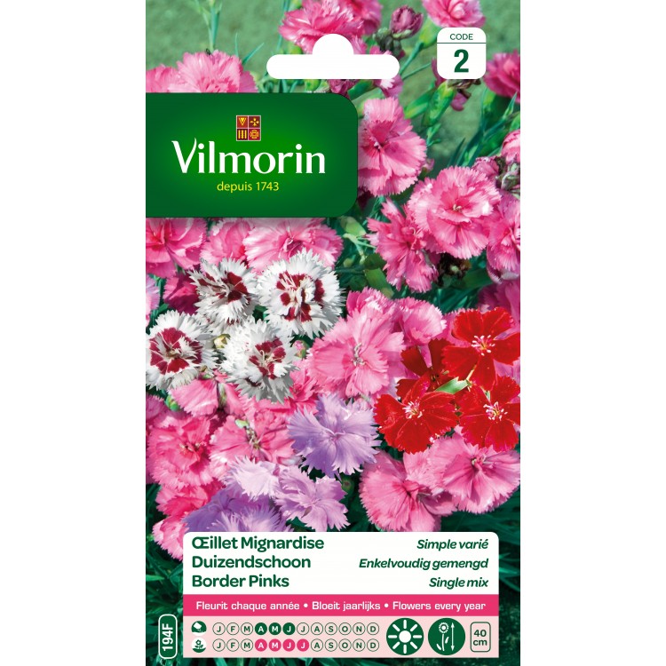 Vilmorin - Oeillet Mignardise simple varié (remplace double)