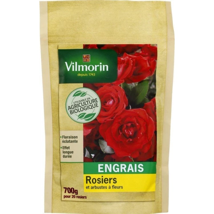 Vilmorin - Engrais Rosiers et Arbustes à Fleurs Bio Doypack de 700 Gr