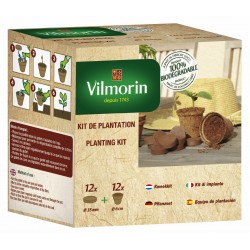 Vilmorin - Kit 12 Godets Coco 6cm + 12 Pastilles De Fibre De Coco Com