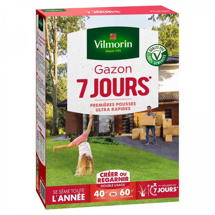 Vilmorin - Gazon 7 Jours, Vert, 1 kg