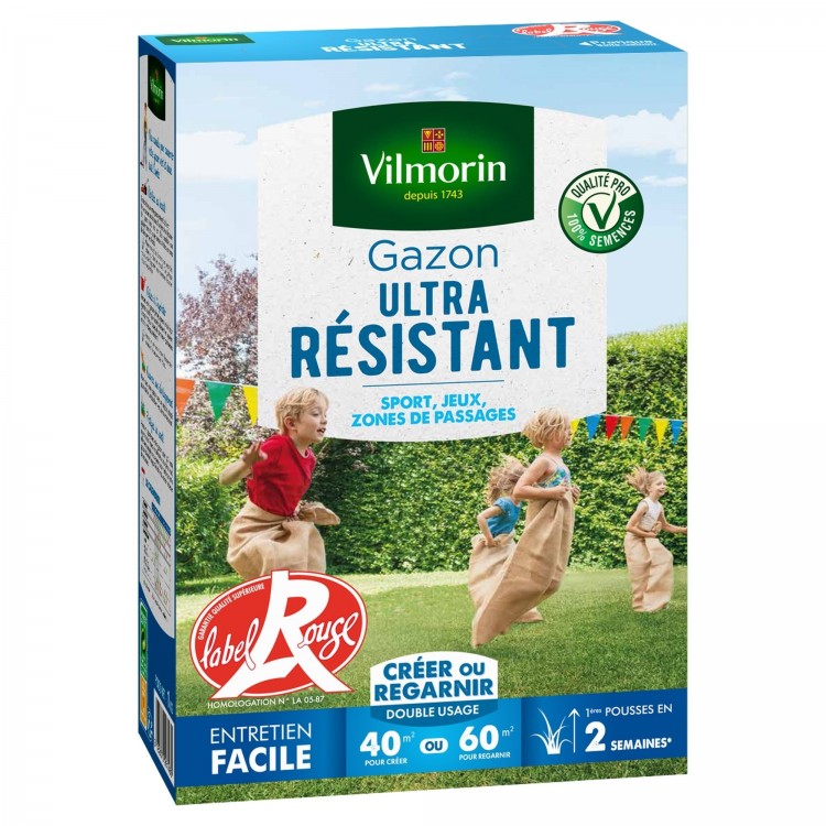 Vilmorin - Gazon Ultra Résistant Vert, 1 kg