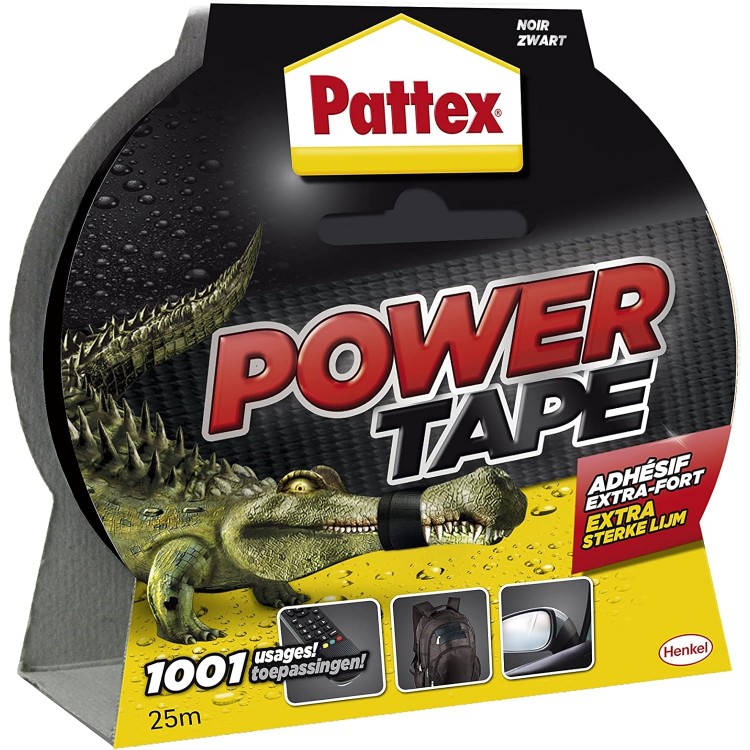 Pattex Power Tape - Adhésif extra-fort noir (rouleau de 25 m) – Bande adhésive t