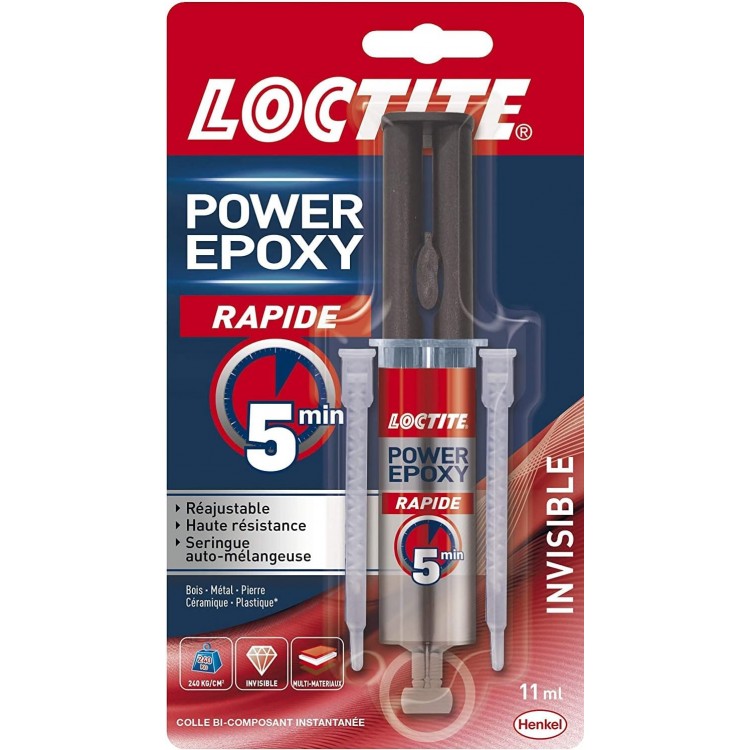 Loctite Colle Power Epoxy Rapide 5 Minutes 11 ml, Colle epoxy réajustable, colle