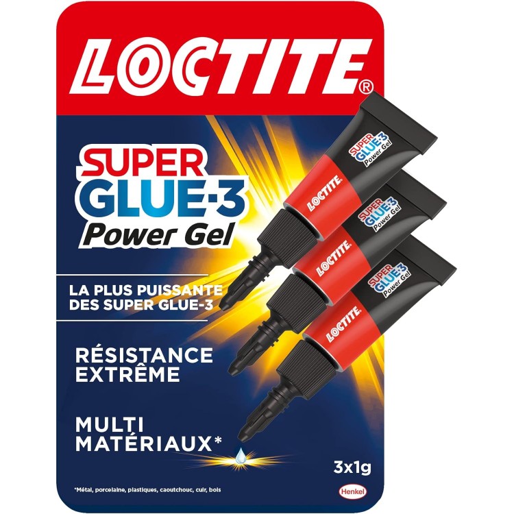 Loctite Super Glue-3 Power Gel Mini Dose, colle forte enrichie en caoutchouc, mi