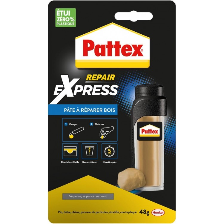 Pattex Répar'Bois- pâte à réparer couleur bois -Répare, colmate, fixe, reconstit