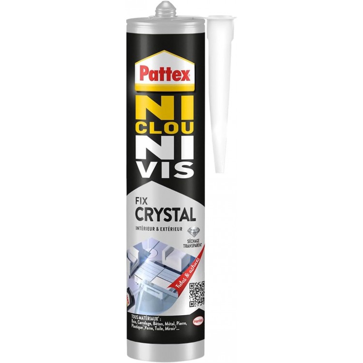 Pattex Ni Clou Ni Vis | Fix Crystal (cartouche de 290 g) – Colle de fixation ext