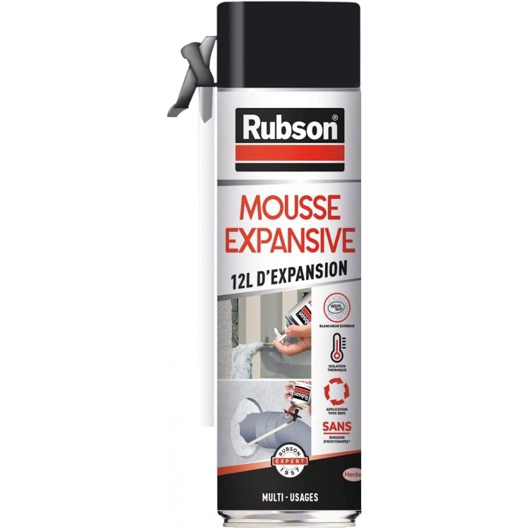 Rubson | Mousse Expansive Multi-Usages (aérosol de 300 ml) Blanche – Mousse poly