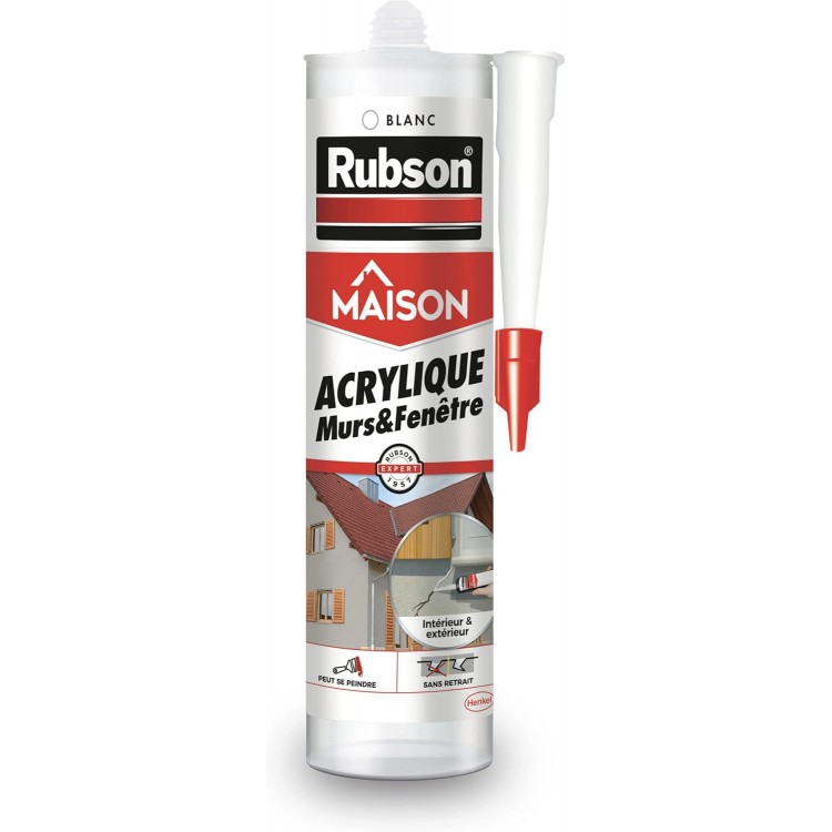 Rubson | Mastic Maison Acrylique Murs & Fenêtres (cartouche de 280 ml) – Mastic