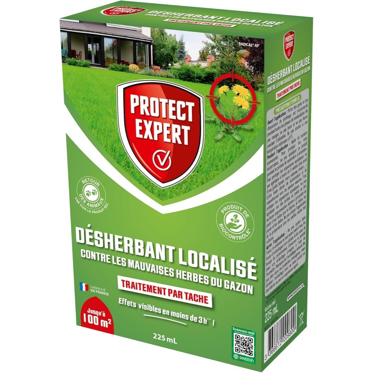 PROTECT EXPERT Désherbant Localisé Contre Les Mauvaises Herbes Du Gazon | 225 ml