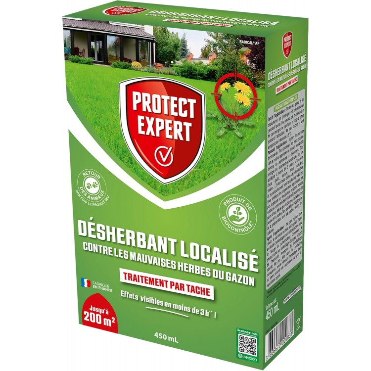 PROTECT EXPERT Désherbant Localisé Contre Les Mauvaises Herbes Du Gazon | 450 ml