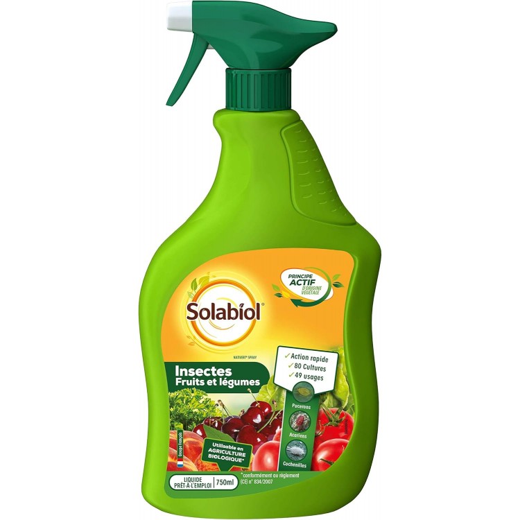  SOLABIOL Traitement Pucerons Acariens Cochenilles 49 usages Jardin Potagers Fru