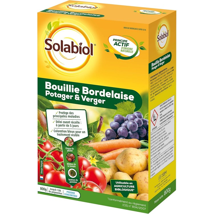  SOLABIOL Bouillie Bordelaise 800g-Pour Insecte Traitement Mildiou, Tavelure Clo