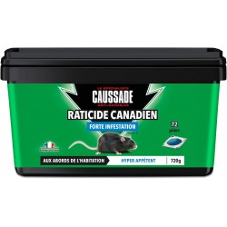 CAUSSADE Raticide Canadien - Fortes Infestations - 72 pâtes - Lieux Secs - Lieux