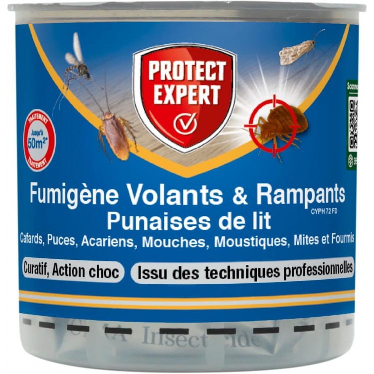 PROTECT EXPERT Fumigènes Anti-punaise de lit - 10 G - Elimine Les Larves, Punais