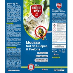 PROTECT EXPERT Aérosol Anti Guêpes & Frelons - 600ml - Mousse Et Jet Longue Port