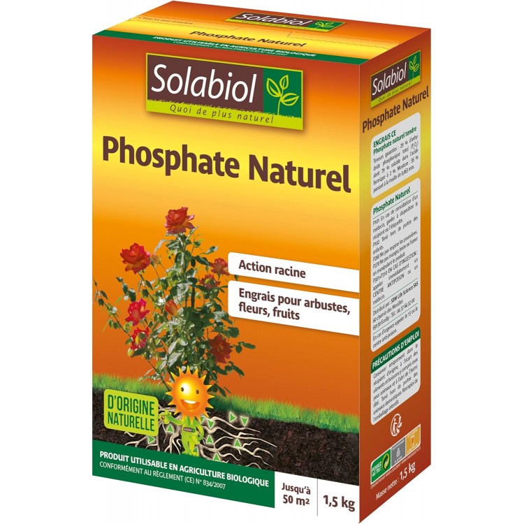 SOLABIOL Phosphate Naturel - 1,5 Kg - Engrais pour Arbustes Fleurs et Fruits SOP