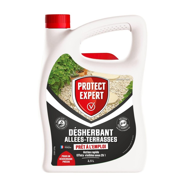 PROTECT EXPERT Désherbant Concentré 2,5L | Grandes Cours et Allées