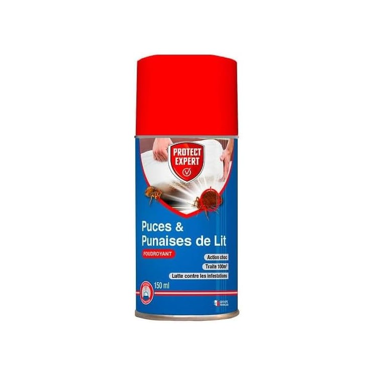 PROTECT EXPERT Aérosol Anti Puce & Punaise de Lit | Traite les Infestations | Ac