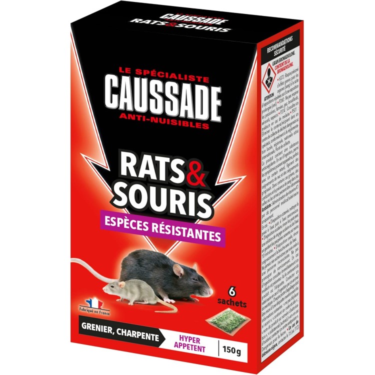 CAUSSADE Anti Rats & Souris 150 g - Efficacité Radicale - Spécial Rats et Souris