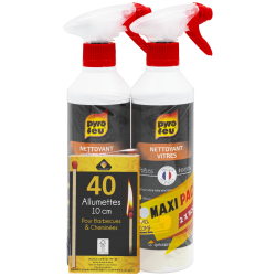 Lot x2 nettoyants vitres foyers inserts pulvérisateur 500 ml PYROFEU