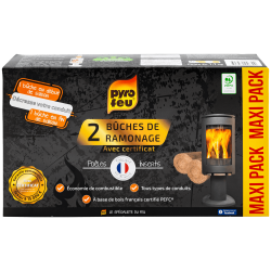 Pyro Feu Lot de 2 bûches de ramonage pour Insert avec Certificat