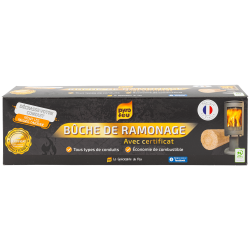 Bûche de ramonage 1.1kg + certificat PYROFEU