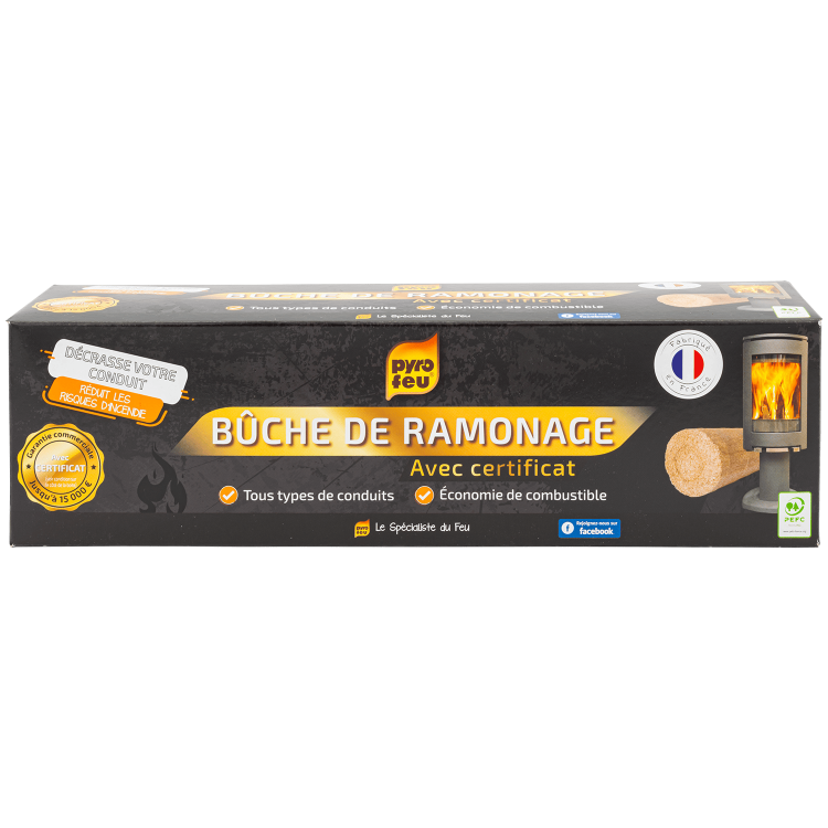 Bûche de ramonage 1.1kg + certificat PYROFEU