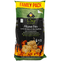 pyrofeu - Laine de Bois - Allume Feu 100% Naturel - 1,5 kg, +/- 125 Pièces - À B