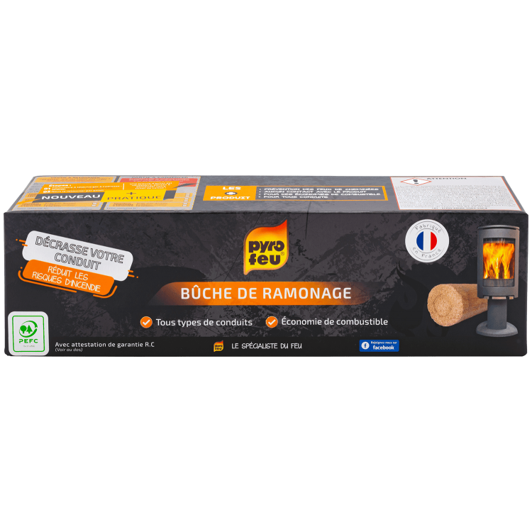 Bûche ramonage Pyrofeu pour insert ou poêle 1,1kg