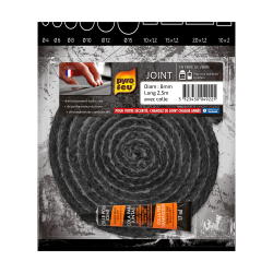 Pyro Feu - Joints pour cheminées, diamètre 8 mm x 2,5 m, Colle réfractaire Inclu