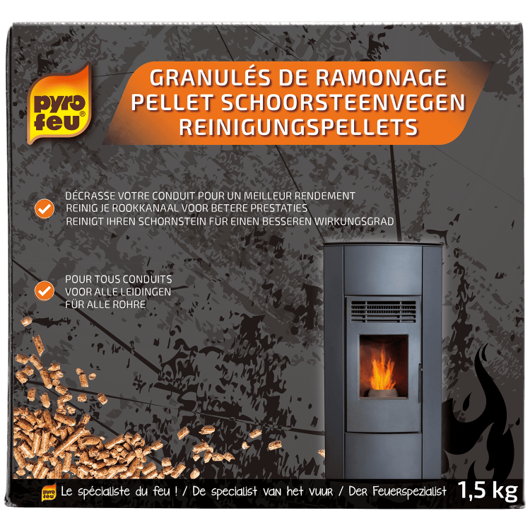 Pyrofeu - Granulés de Ramonage - 1,5kg - Entretien des Poêles, Inserts et Chaudi