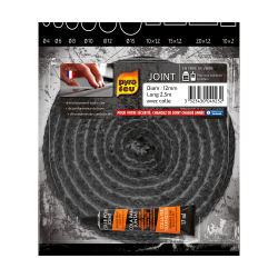 Pyrofeu - Joint Noir en Fibre de Verre - Diamètre 12, 2m50 - Résiste à 500°C - F